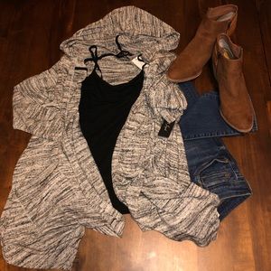 Laila Jayde Salderas Black Marbled Hooded Cardigan